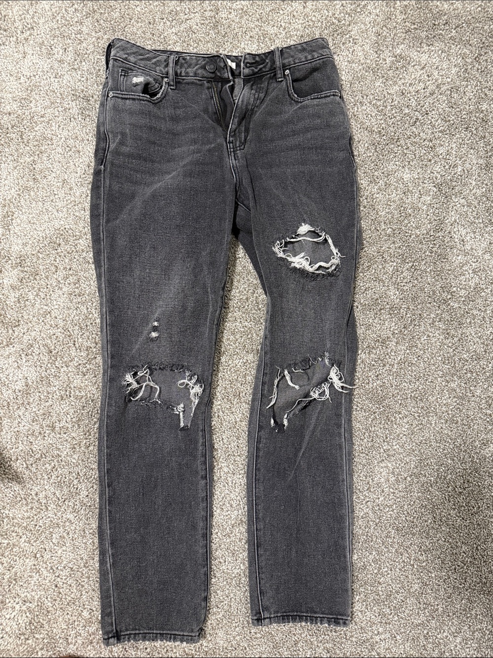 PacSun Black Gray Distressed Straight Leg Jeans